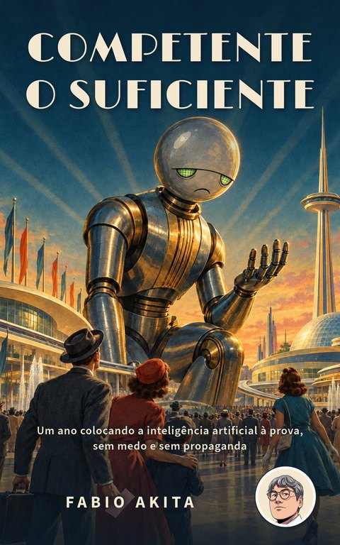 Capa do livro Competente o Suficiente: Um ano colocando a inteligência artificial à prova, de Fabio Akita (2026)